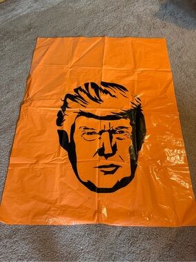 Orange Graphic Donald Trump Plastic Bag